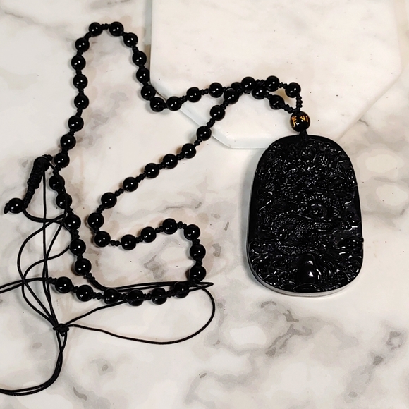 Obsidian Dragon Necklace - Picture 2 of 5